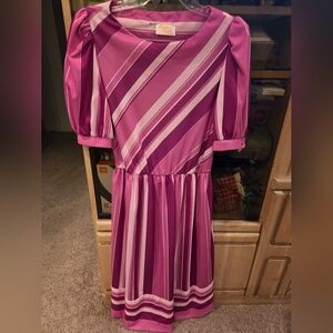 Charming Vintage Purple Striped Women's Dress
